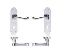 Zoo Pro Lever Lock Door Handle Silver Satin Chrome Pair