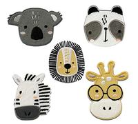 Zoo Set 5 Pieces Animal - Iron on Patches Adhesive Emblem Stickers Appliques