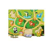 (Zoo) Wooden 3d Puzzle Early Educational Toys Learning Interactive Game Kids Gifts Fun
