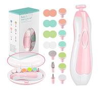 Zooawa Baby Nail Clipper 20 in 1, Electric Baby Nail Trimmer,Baby Nail File Kit with Extra 12 Replacement Pads,Trim Polish Grooming Kit for Newborn Infant Toddler or Adults Toes Fingernails Care,Pink