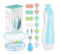Zooawa Baby Nail Clipper 20 in 1, Electric Baby Nail Trimmer,Baby Nail File Kit with Extra 12 Replacement Pads,Trim Polish Grooming Kit for Newborn Infant Toddler or Adults Toes Fingernails Care,Blue