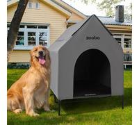 Zooba 48" XL Outdoor Dog House - Weatherproof Elevated Pet Shelter, Breathable Mesh & Steel Frame, Easy to Assemble & Clean, Large Dog Houses for All Seasons (Grey)