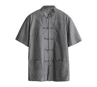ZooBoo Men Tang Tops Summer Short Sleeved Cotton Shirts (XXL, Gray)