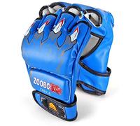 ZooBoo MMA Gloves - Half-Finger Boxing Fight Gloves with Adjustable Wrist Band for Sanda Sparring and Punching Bag Training (Blue)