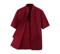 ZooBoo Tai Chi Clothing Wing Chun Kung Fu Clothes Short Sleeves Tang Shirt - Red - Large