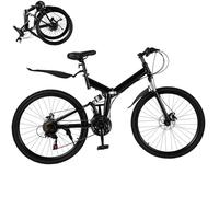 Zoobotanica 26 Inch Mountain Bike, 21 Speed Folding Mountain Bike,Dual Suspension,High Carbon Steel Body, Front and Rear Mechanical Disc Brakes, for Adults Youth