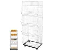 Zoobotanica 5 Tier Candy Display Rack,Retail Display Rack, Fruit Vegetable Snack Basket,Snack Shelf And Crisps Shelf For Stores,with 4 Pulleys for Stores, Office or Home (White)
