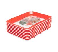 Zoobotanica 8PCS Vacuum Fresh Storage Tray - reusable Food Storage Container, Stackable Food Preservation Tray with Elastic Lid for Vegetable Fruit Meat Fishstoring Raw Foods 29.5x22.5cm