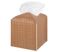 zoocatia Tissue Box Cover PU Leather Tissue Holder Square Facial Tissue Case Facial Paper Organizer Dispenser for Bathroom, Vanity Countertop, Car, Brown