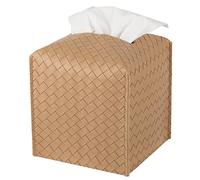 zoocatia Tissue Box Cover PU Leather Tissue Holder Square Facial Tissue Case Facial Paper Organizer Dispenser for Bathroom, Vanity Countertop, Tabletop, Car, Khaki