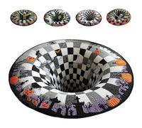 zoocco 3D Halloween Rug, Soft & Non-Slip Halloween 3D Rug, Realistic Ghost Skeleton Pumpkin Patterns, Perfect Optical Illusion Decor for Haunted Parties (A,80CM)