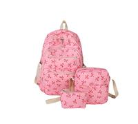 zoocco Bow Backpack for Girls, Preppy Backpack Set with Bows, Cute Coquette Pink School Backpacks for Teens & Students (Rose red)