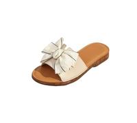 zoocco Bow Sandals for Women - Cute Slip-On Flat Sandalss with Bows, Summer Sandals for Women 2025, Lightweight Vacation Shoes (H,4.5)