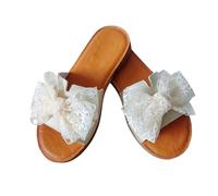 zoocco Bow Sandals for Women - Cute Slip-On Flat Sandalss with Bows, Summer Sandals for Women 2025, Lightweight Vacation Shoes (B,6)