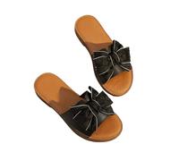 zoocco Bow Sandals for Women - Cute Slip-On Flat Sandalss with Bows, Summer Sandals for Women 2025, Lightweight Vacation Shoes (K,7.5)