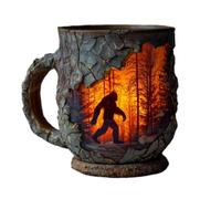 zoocco Forests Fire Mug, 3D Embossed Wilderness Survival Theme Campfire Coffee Cup, Paranormal Lovers Collectors Item for Mountain Adventures (1pcs(no Spoon))