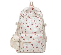 zoocco Strawberry Backpack for Girls, Cute Preppy Backpack with Plush Charm, Aesthetic School Bag for Teen Girls and Travel (cherry)