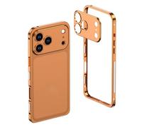 zoocco Ultra-Thin Metal Frame Heat Dissipation Case with Lens Protector for iPhone 17 (17 Pro Max,Emma Orange)