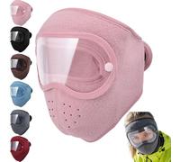 zoocco Winter Warm Fleece Windproof High-Definition Goggles, Winter Windproof Face Mask with Detachable Goggles, Hickened Fleece-Lined Full Face Cover for Men & Women (Pink)