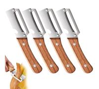 zoocco Zero Snag Wooden Peeler, 2-in-1 Vegetable Peeler with Bottle Opener, Sharp Stainless Steel Blade for Potato Pumpkin Apple (4 PCS)