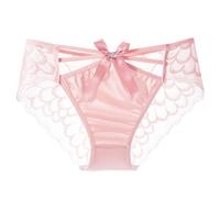 ZooChest Satin Panties for Women Sexy Bow Criss Cross Underwear Briefs Ladies Low Rise Lace Knickers Sissy Clothing High Leg Seamless Panty Pink Panties L