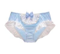 ZooChest Silk Panties for Women Satin Knickers Ladies Cute Underwear Frilly Panties Silky Comfortable Knickers for Women Blue Hipster Full Briefs M