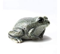 ZOOCRAFT Handmade Ceramic Gray Frog Figurine, Terrarium and Shelf Decor