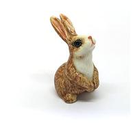 ZOOCRAFT Porcelain Rabbit Bunny Figurine Brown Hand Painted Ceramic Miniature Terrarium Decor