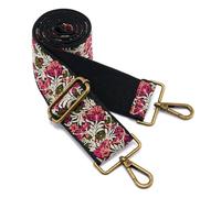 ZOOEASS Bronze Buckles Purse Strap, 2" Wide Crossbody Handbag Strap Adjustable Replacement Shoulder Strap Vintage Embroidery Guitar Style(5CM-Color1)