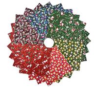 ZOOELAY Christmas Layer Cake Fabric - 48 Pcs 10x10 Inch Precut Squares for Quilting | 100% Cotton with Festive Santa,Sock,and Tree in Red and Green(8 Patterns,6 Each)