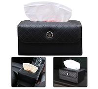 ZOOENIE Car luxury cosmetic tissue box tissue box made of PU leather, tissue holder, tissue box, cover for tissue box, napkin clip for hanging on the headrest on the back seat (black)