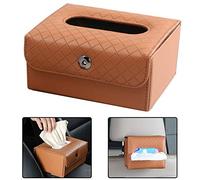 ZOOENIE Car luxury cosmetic tissue box tissue box made of PU leather, tissue holder, tissue box, cover for tissue box, napkin clip for hanging on the headrest on the back seat (brown)