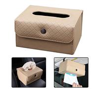 ZOOENIE Car luxury cosmetic tissue box tissue box made of PU leather, tissue holder, tissue box, cover for tissue box, napkin clip for hanging on the headrest on the back seat (beige)