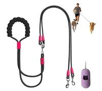 ZOOFLEM Double Dog Leash, Hands-Free Dual Dog Leash, 360° Rotating Tangle-Free Adjustable, Soft Handle, Adjustable Crossbody Waist Strap, Suitable for Small, Medium, and Large Dogs