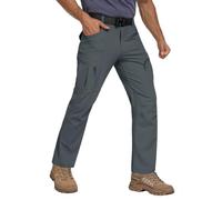 Zoofly Mens Hiking Pants Lightweight Nylon Stretch Cargo Work Pants for Men Waterproof with Pockets, Medium Gray, 34W / 34L
