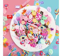 ZOOFOX 220 Pieces Slime Charms Resin Fake Candy Charms, Kawaii Candy Nail Charms, Assorted Candy Embellishments for DIY Crafts and Ornament Scrapbooking