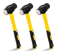 ZOOFOX 3 Pack 2lb Sledge Hammer, Dual-Face Drilling Hammers with Forged Steel Head and Textured-Grip Fiberglass Handle, Heavy-Duty Engineering Hammer for Striking and Demolition