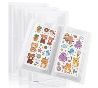 ZOOFOX 3 Pack Sticker Storage Album, 4.8" x 9.6" Large Clear Storage Sticker Organizer with Elastic Band, Collecting Book Binder Sleeves for Planner, Scrapbook and Journal Stickers, 50 Pockets