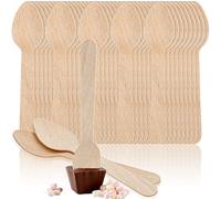 ZOOFOX 300 Pieces Mini Wooden Taster Spoons, 6" Biodegradable Compostable Spoons, Disposable Ice Cream Spoon for Parties and Restaurants