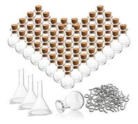 ZOOFOX 50 Pack Vials with Corks, Mini Glass Bottles with Eye Screws and Funnel, 2ml DIY Decoration Tiny Favor Spell Jar, Small Storage Containers for Wishing Bottle, Drifting Bottle