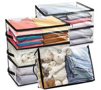 ZOOFOX 6 Pack Blanket Storage Bags, Clear Zippered Storage Bags for Clothes, Vinyl Moving Bag for Comforter, Blanket, Bedding, Toys, Clothing, 35L
