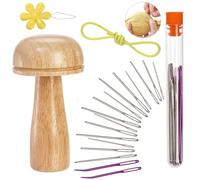 ZOOFOX Darning Mushroom for Socks, Sock Darning Kit with Large Eye Sewing Needles, Sewing Kit for Socks, Hats, Pants, Sweaters Repair Stitching and Crafting Projects