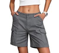 zoogobee Shorts for Women, Multi-Pocket Bermuda Cargo Casual Workwear Shorts, Ladies Summer for Hiking, Travel & Daily Wear (UK, Alpha, L, Regular, Regular, Dark Grey)