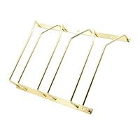 zoohot 22.5cm Wine Glass Rack - Under Cabinet Stemware Wine Glass Holder Glasses Storage Hanger Metal Organizer for Bar Kitchen, Gold Finish (3 Rows, 1 Pack)