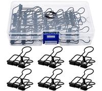 Zoohot 32mm Black Metal Wire Foldback Bulldog Clips, Stationery Skeleton Binder Clips for School, Office and Craft Projects - Pack of 15