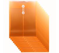 Zoohot Clear Plastic Envelopes Poly Envelopes Expandable File Document Folders with String Tie Closure, Letter A4 Size (Orange)