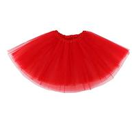 Zookey Women Tulle Tutu Skirt - Ballet Dance Skirt with Elastic 4 Layered Petticoat Underskirts for Adults & Teens - Red