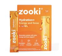 Zooki Electrolytes+ Energy & Focus Hydration Electrolytes Sachets - Peach Flavour Electrolytes with Caffeine, L-Theanine & B Vitamins, Sugar Free Hydration Sachets (30 Servings)