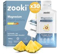 Zooki Liposomal Magnesium Glycinate Liquid Sachets, High Strength Magnesium Supplement, Liquid Magnesium for Muscle Relaxation Sleep & Energy Support, Vegan Sachets (Pineapple, 30 Servings)