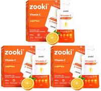 Zooki Liposomal Vitamin C 1000mg Liquid Sachets, Citrus Orange, 30 Servings (Pack of 3)